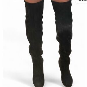 Steve Madden suede over the knee high heel boots w/ adjustable tie back closure